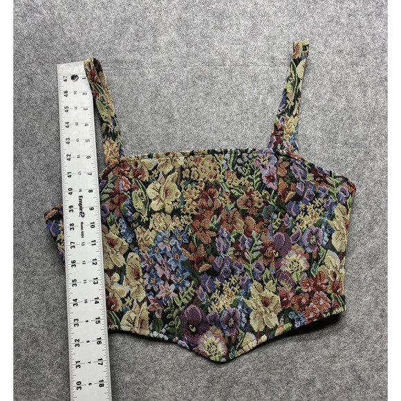 Top Womens Large Floral Tapestry Bustier Corset Crop Tank Cami Multicolor - Picture 4 of 9